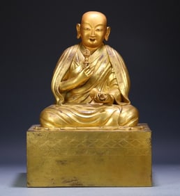 One piece of Mongolian 17th century Prince Guo Cheng made bronze gilt statue of Jebtsundamba I