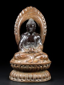 An old collection of Hetian jade Buddha statues