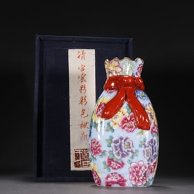 A clear pastel pattern furoshika bottle