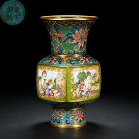Qing Kangxi copper tire gilt cloisonné enamel inlay enamel bottle