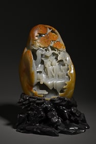 An old Tibetan Hetian jade deep mountain visiting friends room ornaments