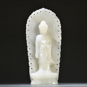 A piece of Xinjiang Hetian jade Amitabha Buddha ornaments