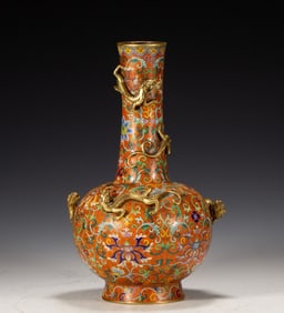 A cloisonné dragon pattern bottle