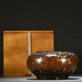 A bronze dot nasturtium-patterned bowl-shaped incense burner