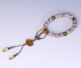 Late Qing Dynasty pile of flowers and glazed eighteen sons handed