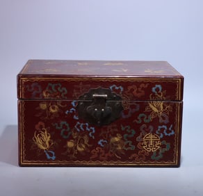 A large lacquer painted poetry box