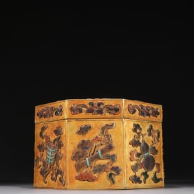 An Exquisite copper gilt roasted blue "deer and crane with spring" eight treasure pattern eight