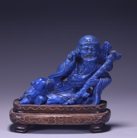 A Qing Dynasty lapis lazuli statue of the patriarch of Bodhidharma
