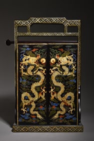 An Exquisite lacquerware painted with gold dragon pattern book, incense cabinet, study ornaments