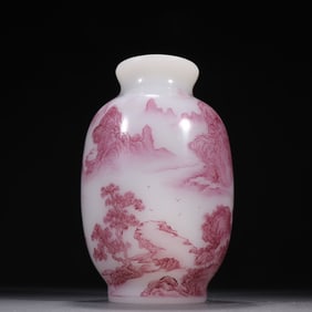 An Exquisite material tire painting, enamel landscape figures, lantern bottles