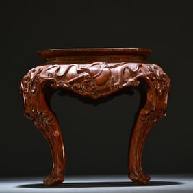 An Exquisite overseas agarwood whole carved miscellaneous treasure pattern incense table