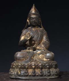 A bronze lacquered statue of the Buddha of Tsongkhapa