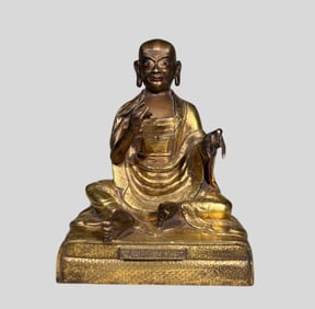 An Exquisite Qing Dynasty bronze gilt arhat