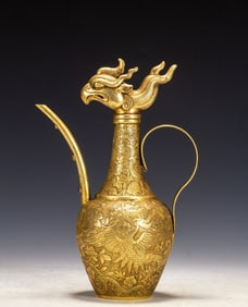 A bronze gilt phoenix head pot