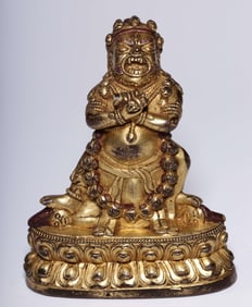 A bronze gilt statue of Vajrapani Bodhisattva from the Qing Dynasty