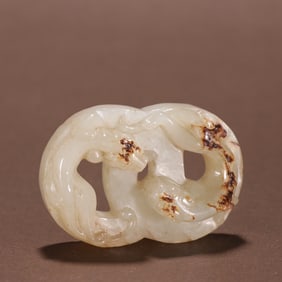 An Exquisite Han Hetian jade double dragon bi