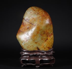 An Exquisite Qing Hetian jade engraved seed raw stone