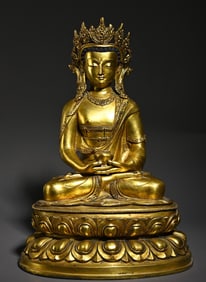 A bronze gilt Guanyin study ornament