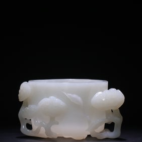 One piece of Hetian white jade Ganoderma lucidum study wash