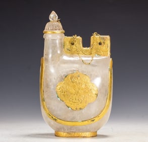 An Exquisite crystal-filled gold agate jug