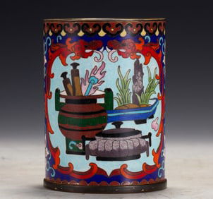 A cloisonné pen holder