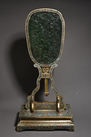 A cloisonné enamel inlay Hetian jasper dragon pattern interstitial ornament