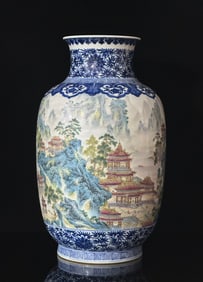 An Exquisite Qianlong in the Qing Dynasty: enamel color blue and white entangled branches of the