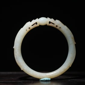 An Exquisite Hetian jade seed material double dragon bead bracelet