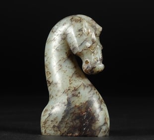 An Exquisite Ming Hetian jade mercury Qin horse head