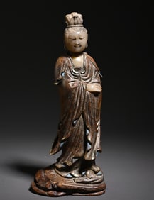 An Exquisite bamboo carving inlay and Tian Yu Guanyin study ornaments