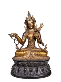 An Exquisite Qing Dynasty bronze gilt Tara
