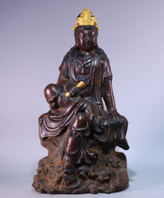 An Exquisite rhino leather lacquer holds the Sutra Guanyin
