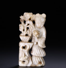 An old Hetian jade Guanyin carving
