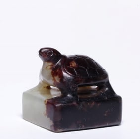 An Exquisite Hetian jade seed material mercury Qin turtle button seal