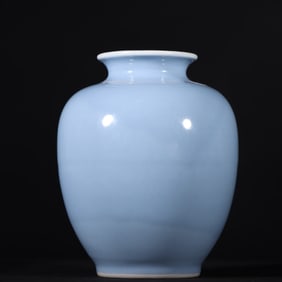 An Exquisite the Qing Dynasty Guangxu year system sky blue glaze pen wash