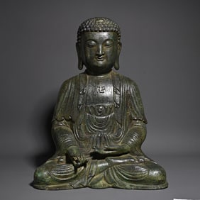 A bronze Shakyamuni Tibetan Buddha statue study ornament