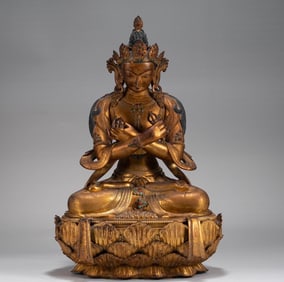 A bronze gilt Bodhisattva statue of the Qing Dynasty
