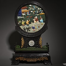 An Exquisite Hetian jasper inlaid treasure interstitial ornament