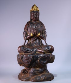 An Exquisite rhino leather lacquer gassho Kannon