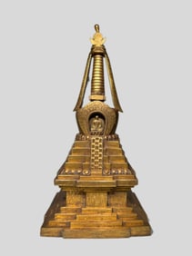 An Exquisite Qing Dynasty bronze gilt stupa