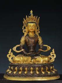 A bronze gilt painted Buddha statue of longevity