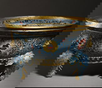 A cloisonné enamel elephant ear basin study ornament