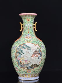 An Exquisite Qianlong in the Qing Dynasty: Yangcai green passionflower entwined branches open