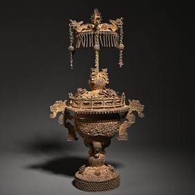 A sterling silver gilt filigree scholar's ornament