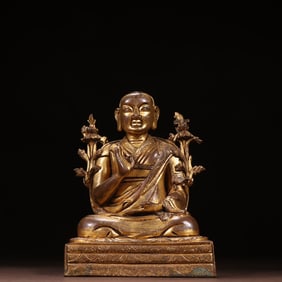 A bronze gilt statue of the Master from the Qing Dynasty