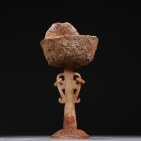 An Exquisite Han Gao ancient jade inlaid with copper belt ring oil cup