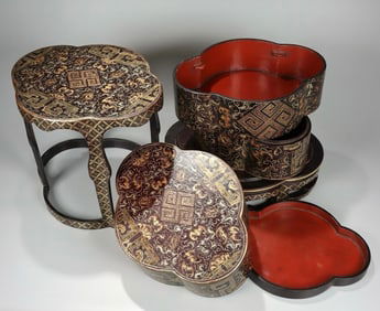 One piece Qing Dynasty: Wooden tire lacquer "Qianlong Year Bowl Longevity Pattern Incense Burner