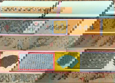 A fine long scroll of Gu Hongzhong's silk silk banquet