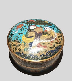 A Ming Dynasty cloisonne mandarin duck cover box