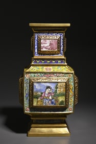 An enamel color Western figure Quartet scholar's ornament